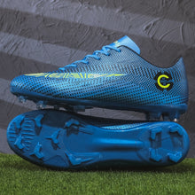 Load image into Gallery viewer, ZHENZU Outdoor Men Boys Soccer Shoes TF/FG Football Boots High Ankle Kids Cleats Training Sport Sneakers Size 35-44