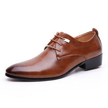 Load image into Gallery viewer, Merkmak Men Leather Shoes Man Business Dress Classic Style Flats Brown Black Lace Up Pointed Toe Shoe For Men Oxford Shoes