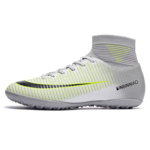 ZHENZU Turf Black Men Soccer Shoes Kids Cleats Training Football Boots High Ankle Sport Sneakers Size 35-45 Dropshipping
