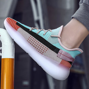 Hot Cool Fashion Autumn Sneakers Handiness Casual Shoes Men Color Stitching Sneaker Male Flyknit Breathable Lace Up Casual Shoes